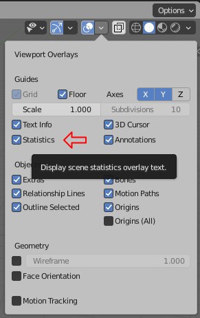 Statistics en Blender 2.90